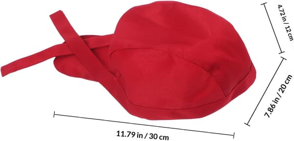 Kök Bomull Kockmössa Andningsbar Kockuniformsmössa med Band Djupröd för Restaurangservitörer och Kockar