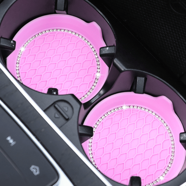 Bilunderlegg lys luksus diamant bilvask oppbevaring isolasjon sklisikker matte bilinteriør (2 stk rosa)