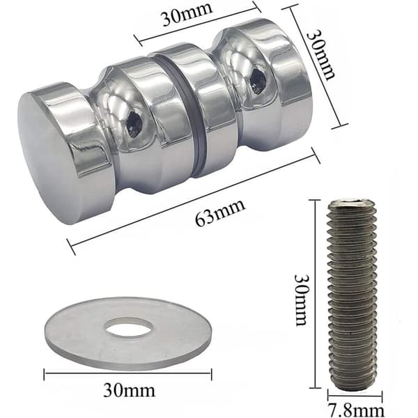 Shower Enclosure Handle Sets, Solid Stainless Steel Bathroom Door Handles for Fluted Glass Doors (Mounting Screws 7.8 x 30 mm)