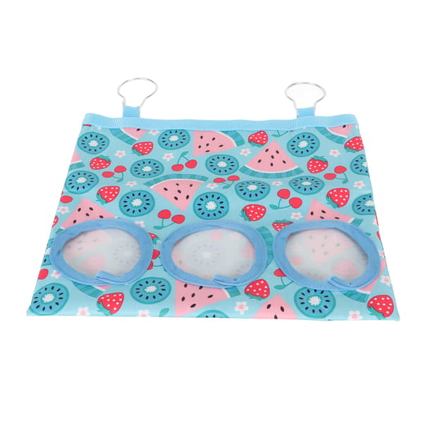 Hanging Hay Feeder for Rabbits, Chinchillas and Hamsters - Waterproof, Durable, Blue Watermelon Pattern, 3 Holes