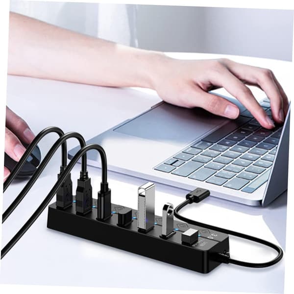 7-portars USB-hubb USB-splitteradapter Backup-ström Enkel för bärbar och stationär dator