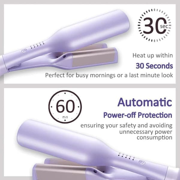 Curling Iron 32 mm – French Waver with 5 Adjustable Heat Settings 140–220 °C, Intelligent Automatic Shut-off