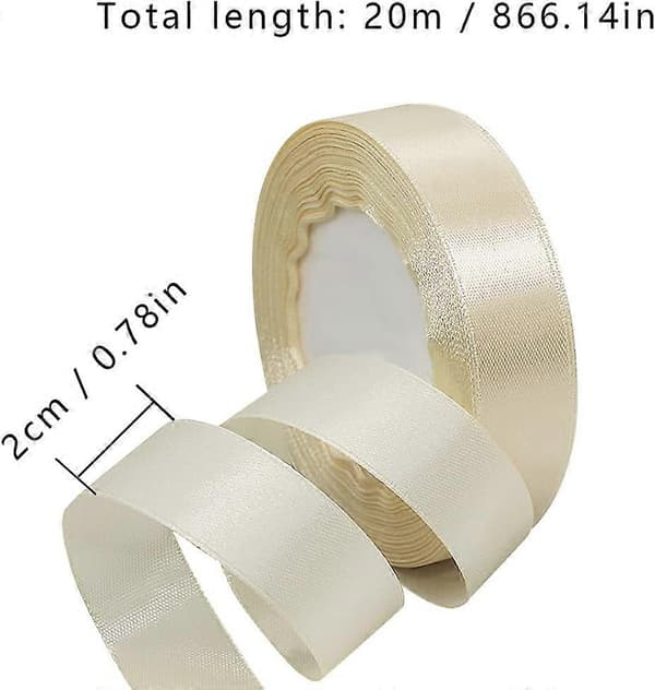 22M Hvid 2cm Satinbånd - Gavebuer, Bryllup, Julehåndværk