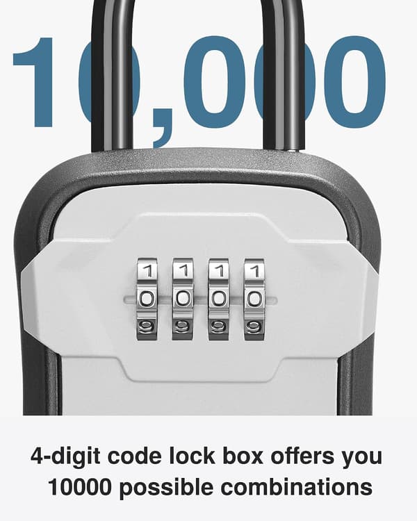 Lock Box, Key Lock Box Wall Mounted and Portable Combination Lock Box with Resettable Code, Outdoor Key Security Lock Box, Apartment Real Estate Agent