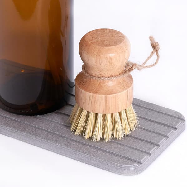 Bamboo Dish Brush, 3-pack for Cleaning Pots and Pans, with Hanging Loop, Kitchen