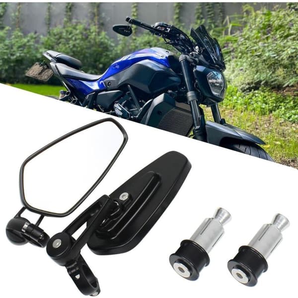 2st Motorcykelstyrespeglar för XJ6 MT01 MT03 MT07 MT09 (Svart)