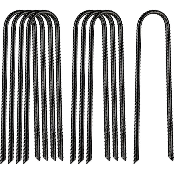 12” x 2” Trampolin Vindpløkke Sort Pulverlakeret Jernstang - Hårdt Arbejde U-Formet Jordforankring til Campingtelt (8)