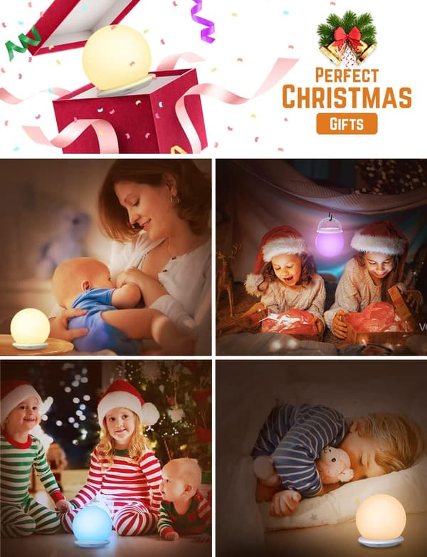 Rechargeable Night Light for Children, Baby Night Light with 1-hour Timer - Dimmable - Touch Control - 8 Light Changes - USB Rechargeable