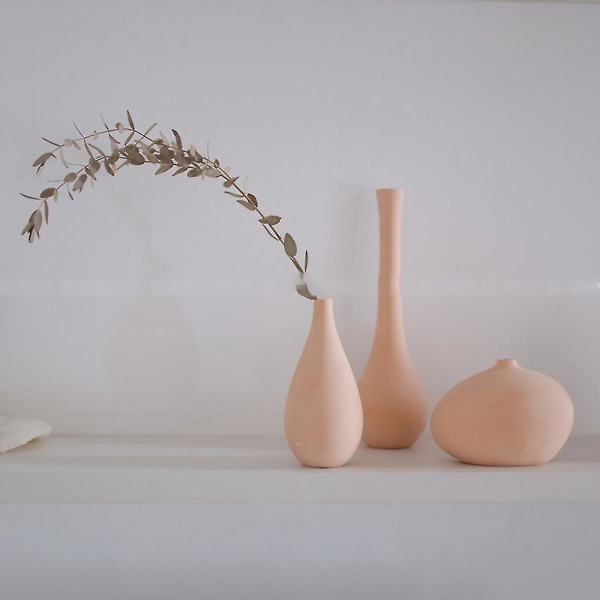 Nordisk keramikvas, kompatibel med bords-/vardagsrumsdekoration, vaser, orange, en