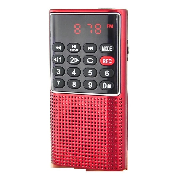 Bärbar FM-radio med inspelare, laddningsbar liten bärbar radio, mini fickradio med SD/TF/AUX musikspelare, liten radio för
