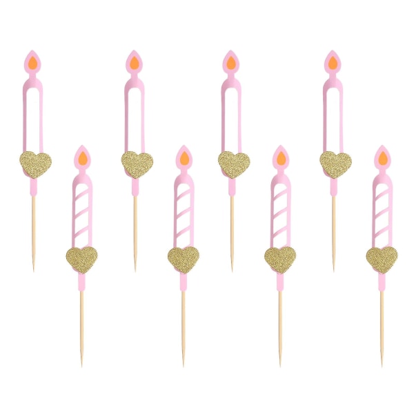 8 st Pappersljus Flame Cake Toppers Money Tube Design Födelsedagstårtval Rosa18X1.7X1.7CM Pink 18X1.7X1.7CM