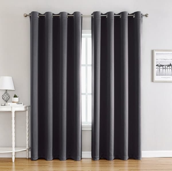 Mørkegrå blendingsgardin med maljer, termisk isolerte mikrofibergardiner for soverom og kontor, 100x250 cm 1 panel