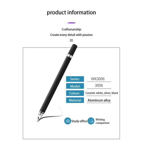 2-i-1 Stylus-penn med skrivefunksjon svart