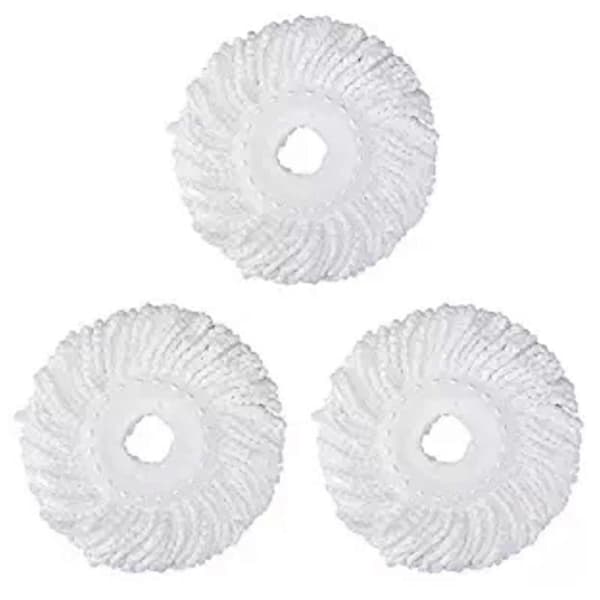 3 Erstatningsmopp Mikro-Hode Refill for 360° Magic Mop - Mikrofibererstatning - Rund Form Standard