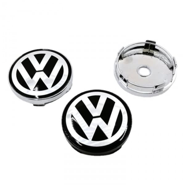 4-pak - Volkswagen VW Navkapsler / Hjulnavsemblem - Bil Sølv