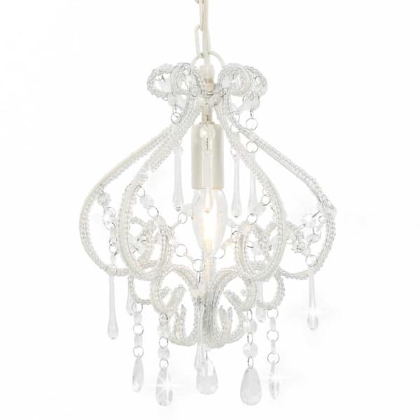 vidaXL Taklampe med perler hvit rund E14 Vit white