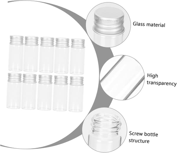 10 st 10 ml glasflaskor av medicinsk kvalitet med skruvkorkar i aluminium