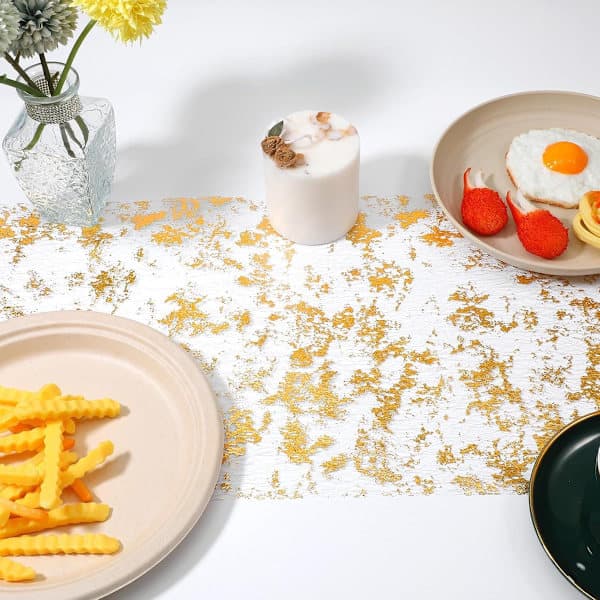 Table Runner 28*275 cm Silver Table Runner Silver and Gold Foil Table Runner Tablecloth Polyester Table Runner Shiny Metallic Mesh Roll Table Runner