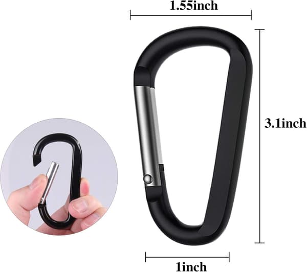 6 st Karabinhakar, 3 tum Stor Aluminium D-Ring Form