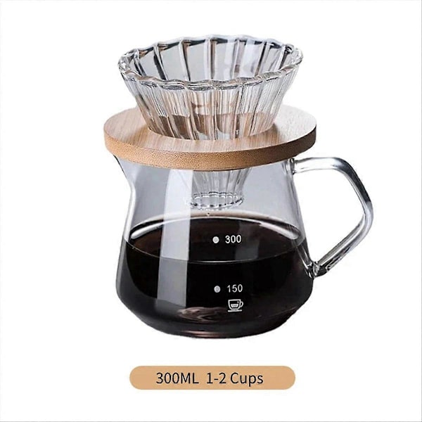 Pour Over Kaffebrygger Sæt, Glaskande Kaffe, 300 ml