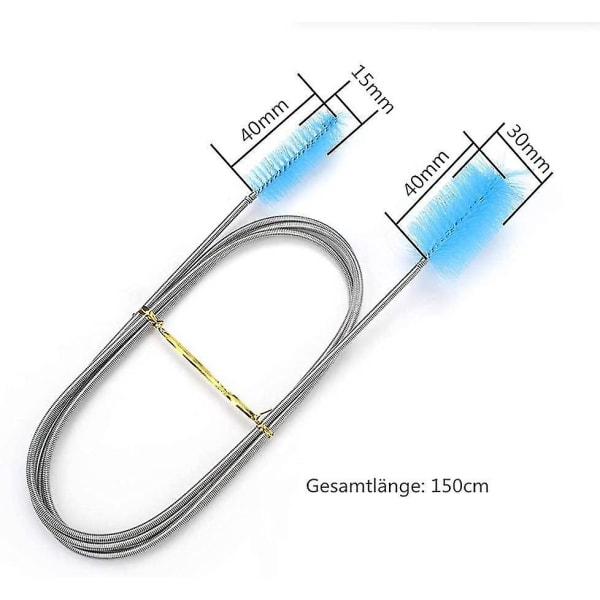 Akvarie Rengøringsbørste 150cm Fleksibel Dobbelt Ended Akvarie Rørrenser Børste