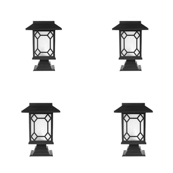 4 kpl ulkoilma LED-aurinkopuutarhavalot, suuret huonevalot, uudet aurinkovalot, pienet palatsivalot, pihapuutarhavalot (valkoinen ruudukkoluku)