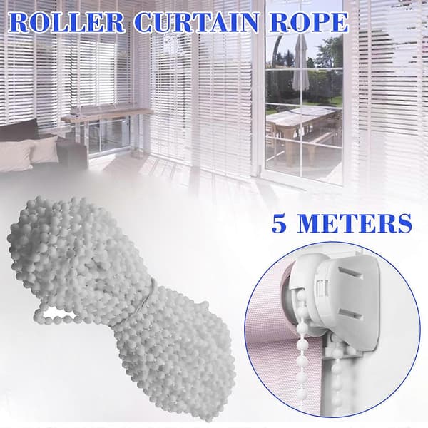 5-piece ball chain set for vertical blinds, includes clips for easy replacement of roller and Roman blinds