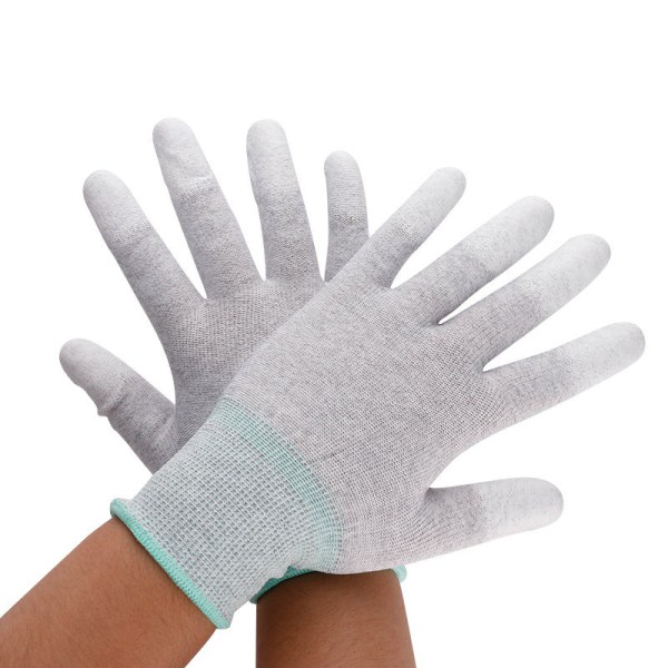 Antistatiska handskar, högresistans kolfiber datorhandskar, stora 12 par antistatiska handskar vita M Längd 20cm