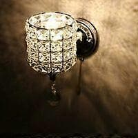 Modern Crystal Wall Lamp with Pull Switch Gold Wall Lamp for Bedroom Aisle E14 Socket (Bulb Not Included)