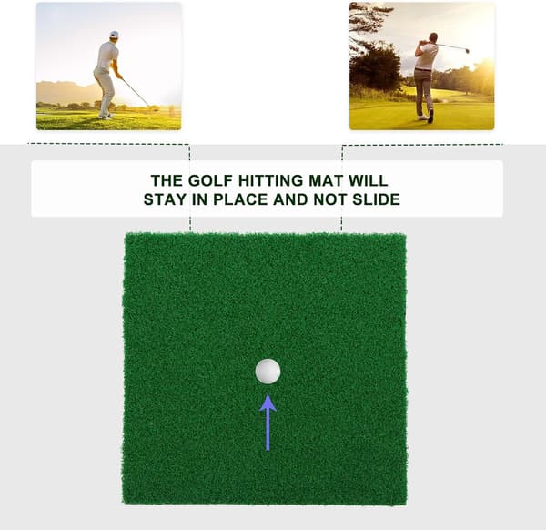Golftræningsmåtte Slagmåtte Bærbar 30x30cm Kunstgræs til Indendørs Hjemmetræning
