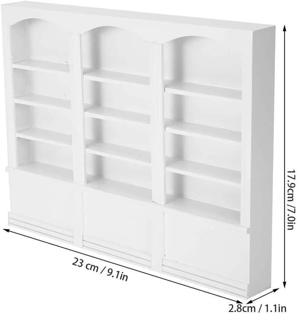 1:12 Dukkehus Bogreol i Træ, Mini Bogreol Vitrine