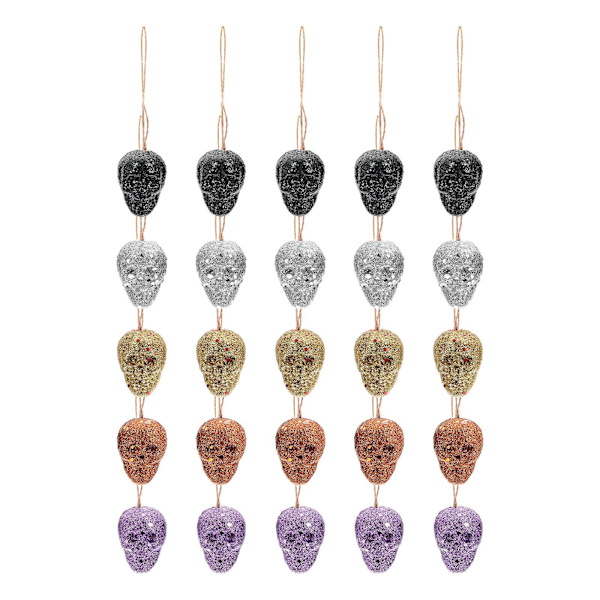 25 st Skelettpynt Halloween Dekoration Träd Dekoration Skum Skalle Huvud Hantverk Mardi Gras Fest Dekoration Blandade Färger 5CM Assorted Color 5CM