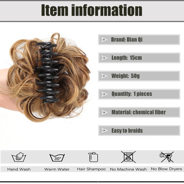 1 stk. (mørkebrun) Hårstykke Gummi Hår Scrunchie Krøllet Opsætning