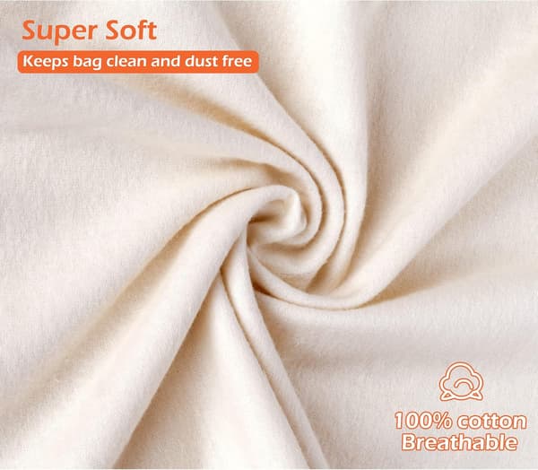 Breathable Dustproof Cotton Drawstring Storage Bag (3-pack L)