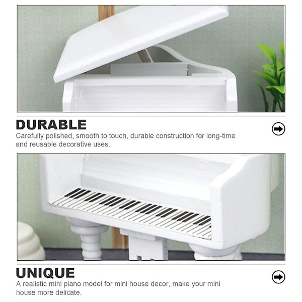 Miniatyyripiano Malli Mini Talo Puinen Piano Koriste Nuken Talo Piano Koriste Valkoinen 8.9X8.8CM White 8.9X8.8CM