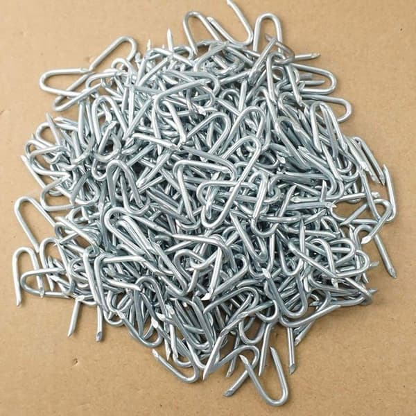 U-formede spiker for gjerder, 500g (ca. 350 stk), 25mm galvaniserte gjerdeklemmer, gjerdeklammer for YYV-gjerder