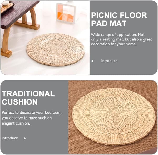 Braided Cushion Straw Woven Seat Cushion Comfortable Thick Round Straw Floor Mat