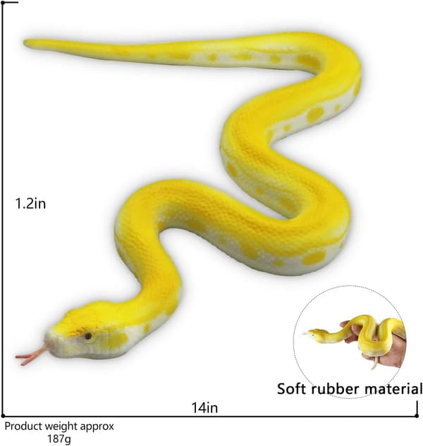 Realistic Pretend Snake Toy - Soft Rubber Python Figure for Scaring Birds & Squirrels, Halloween Prank Toy for Garden Protection