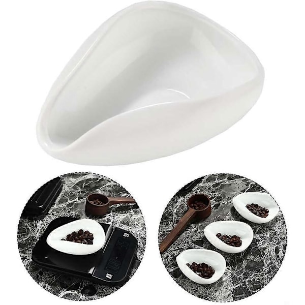 Coffee Bean Dosing Bowl, White Ceramic Teaspoons, Coffee Dosing Plate, High Precision in Every Brew