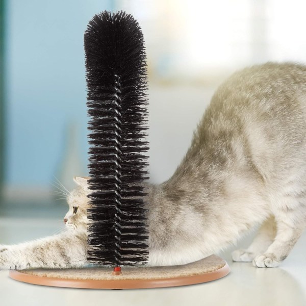 Cat Self-Groomer - Børste med børstehår, Cat Arch med tæppebelagt base, rygskraber og massageapparat til at kontrollere affald og kløer