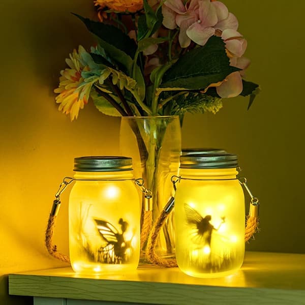 Solar Mason Jar Lights - 2-Pack Waterproof Hanging/Standing Warm White for Garden