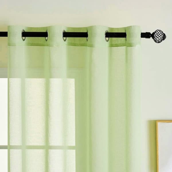 2-pack Transparenta Voilegardiner med Öljetter, 140x225 cm, för Vardagsrum och Sovrum - FA- Grön Grön