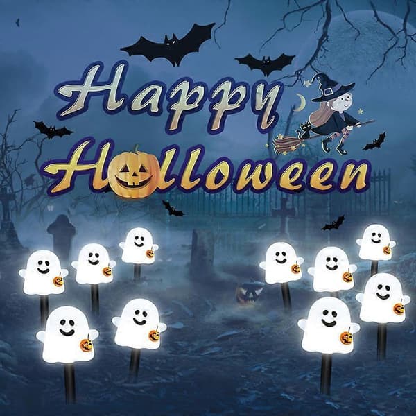 Solcelledrevne Halloween Spøkelsesveilys, 10-pakning Spøkelsesmarkørlys