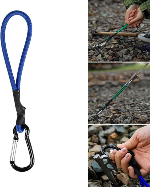 4 stk. klatrekroge med elastisk reb til camping, elastisk reb, teltfikseringsspænde, elastisk snor med karabinhage