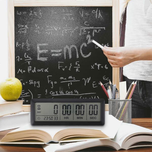 Large Digital Countdown Clock - 999 Days Countdown Timer for Graduation Lab Kitchen (Black)