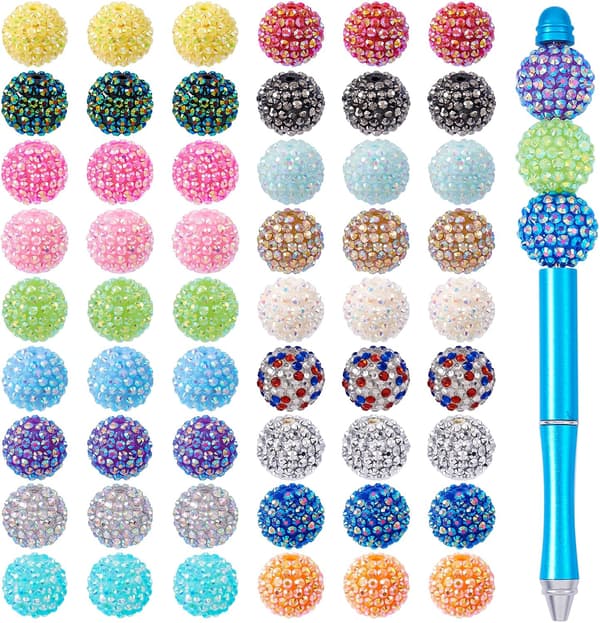 100 st 20 mm julstrasspärlor runda tuggummi Crystal-Mixed 20mm