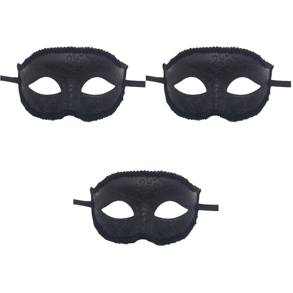 3st Masquerade Mask Kostym Party Mask Venetiansk Masquerade Mask (svart)3st 3pcs