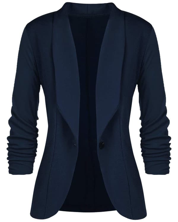 Blazer med jerseykrave, lange ærmer, slim fit, damemode, kort blazer