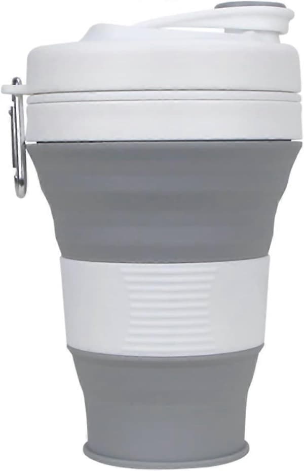 Foldable Coffee Cup 600ml - Reusable Silicone Cups for Travel - Foldable Collapsible Cup with Lid - Pocket Size