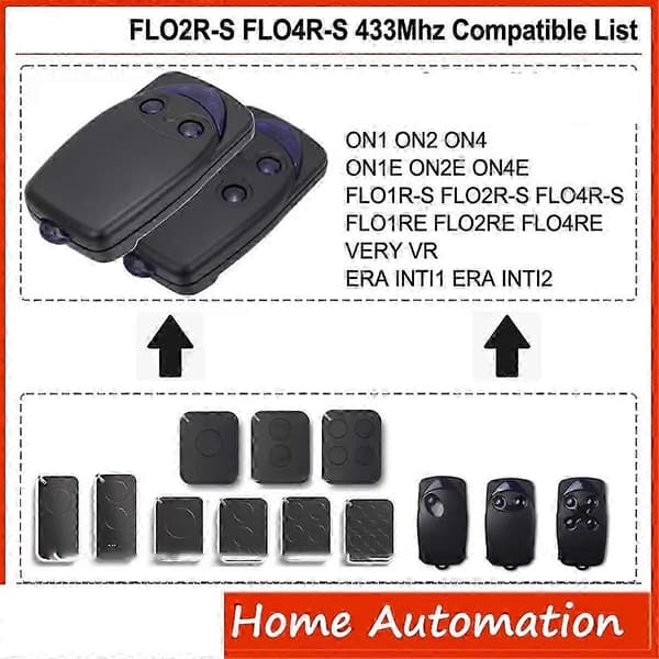FLO2R-S 433MHz Rullende Kode Garasjeportfjernkontroll FLO2R-S Grindfjernkontroll Flor-2